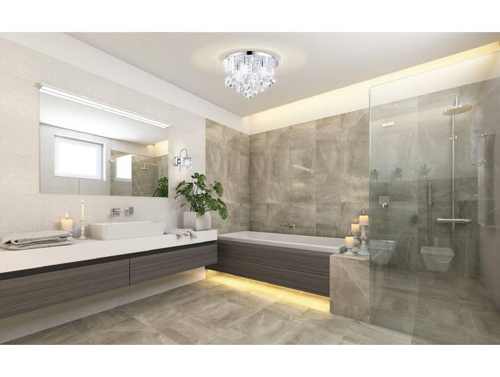 Eglo BAD Deckenleuchte steel, chrome / crystal, clear