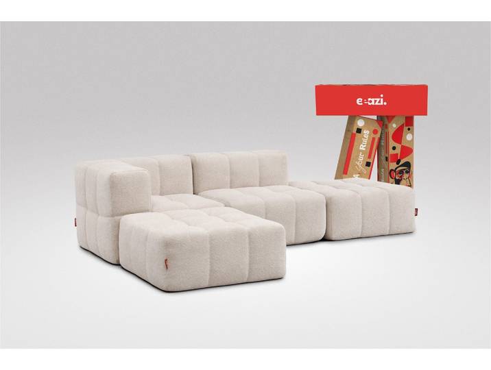 4-tlg. Modulsofa Beige – 1 Eckteil, 1 Mittelteil, 2 Hocker
