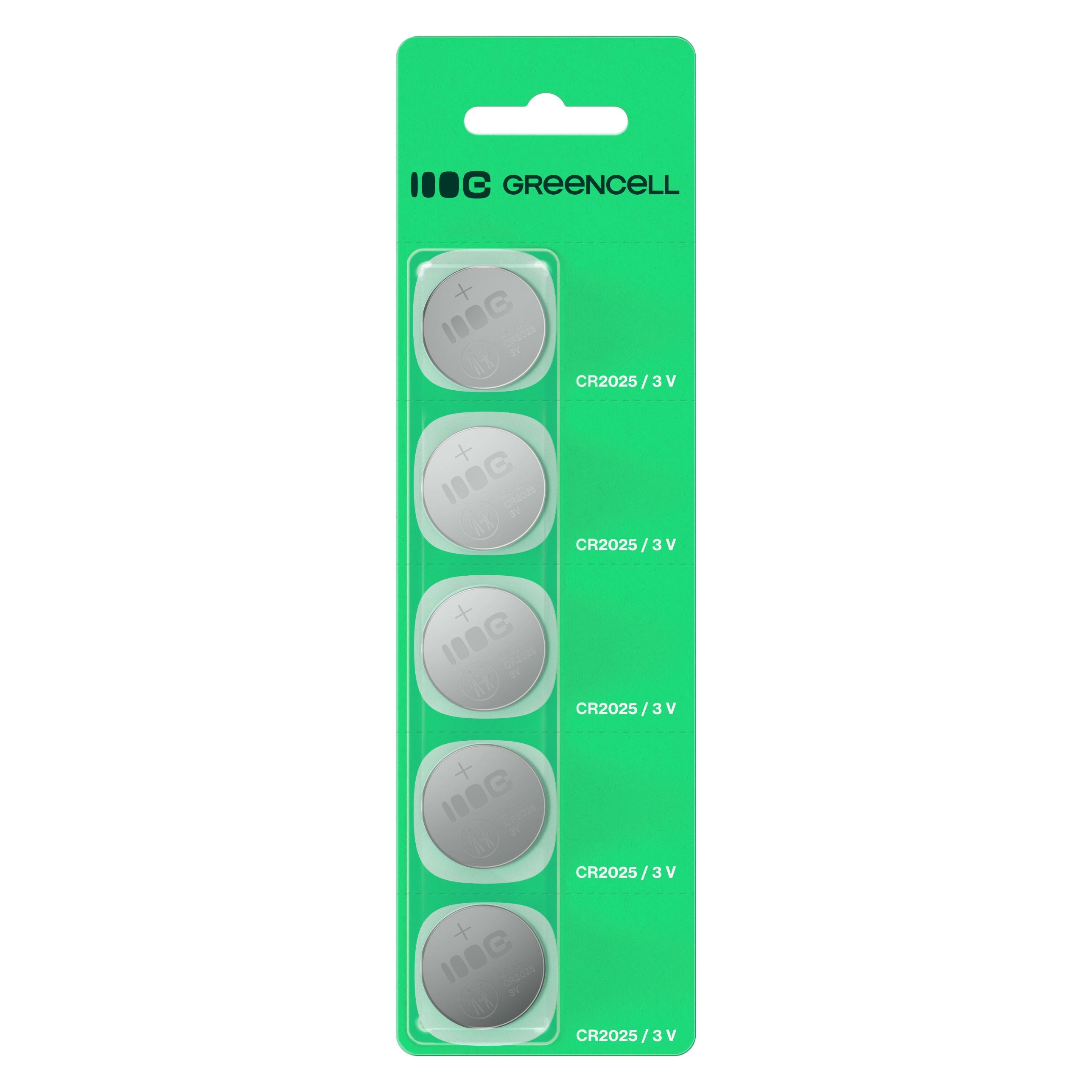 GreenCell Charger Green cell Baterijas Green Cell Blister 5x Lithium Battery CR2025 (5 Stk., CR2025, 160 mAh) (X5CR2025)