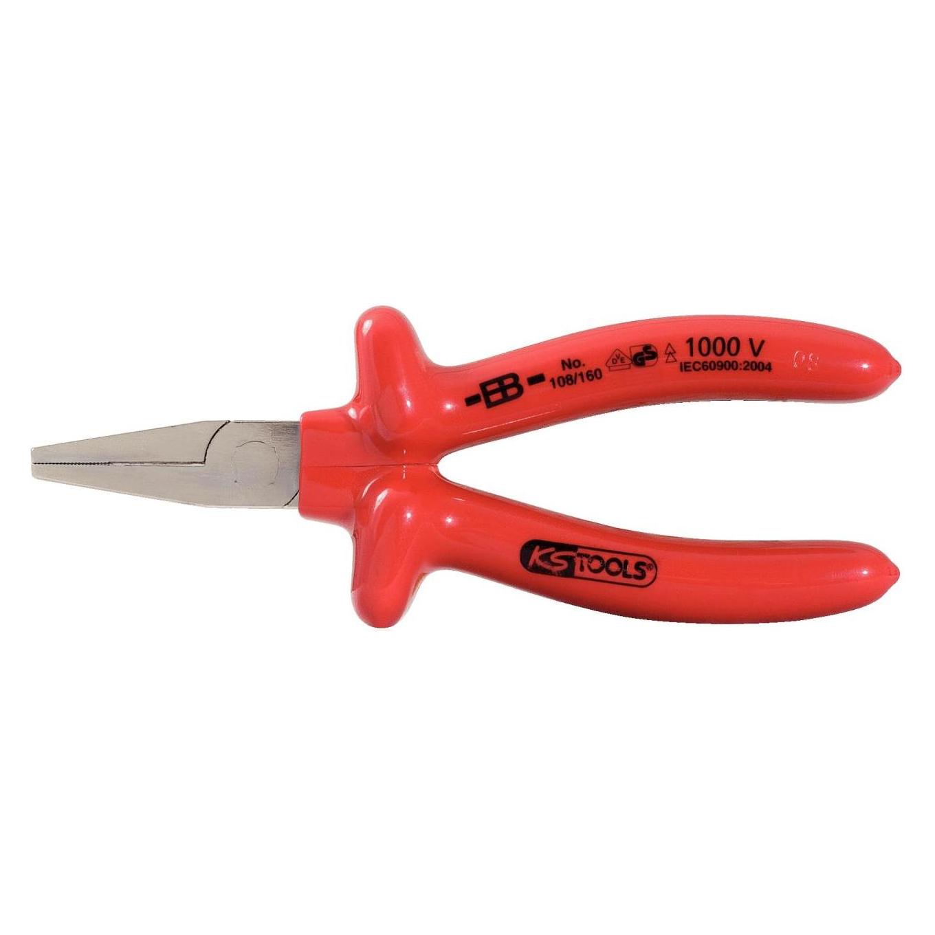 KS Tools CLASSIC 1000V Flachzange, kurze Backen, 160mm (160 mm) (117.1298)