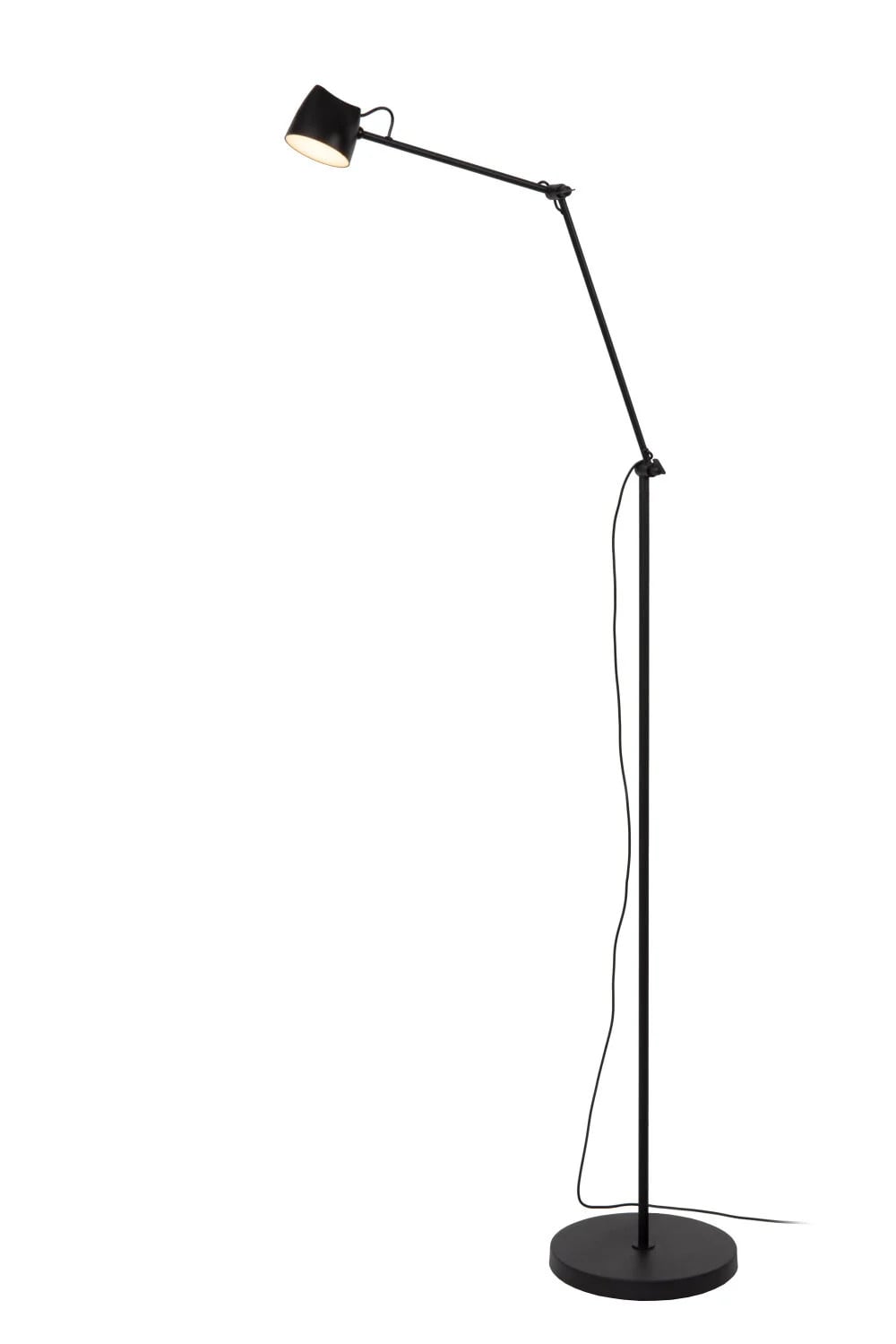 Lucide MILNE Vloerlamp - Zwart - LED Dimbare Leeslamp - 8W 2700K
