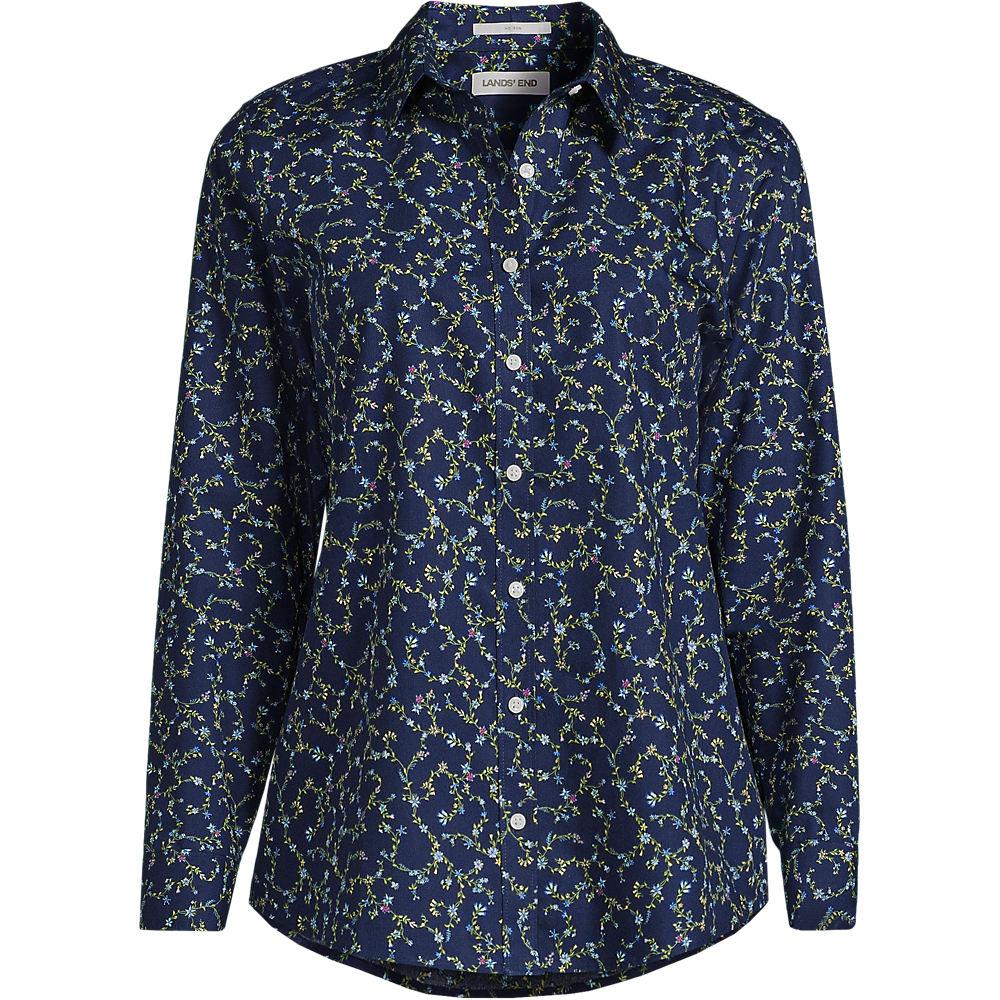 Bügelfreie Baumwoll-Bluse, Damen, size: regular, Blau, Baumwolle, by Lands' End