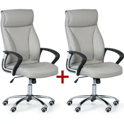Leder-Bürosessel DERRY 1+1 GRATIS, grau