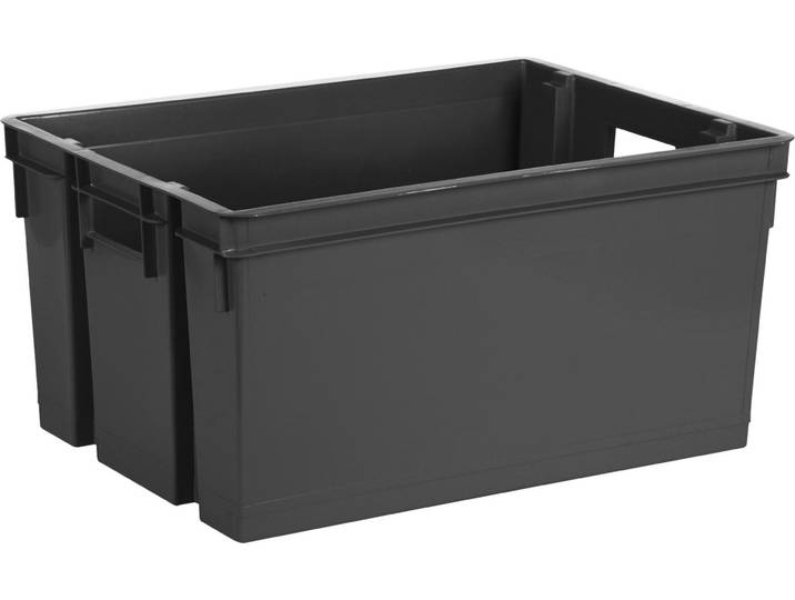 Bac Manutention 50 L Superposable et Emboitable - Bac de Rangement idéal Logistique Rangement - Gris Anthracite