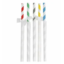 MONOUSO - Trinkhalme Starr Einzeln Gestreift Einzeln Gehüllt  Ø8mm 23,5cm (3.000 Stück)