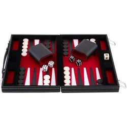 Longfield Back gammon 11", rot/schwarz/weiss genäht