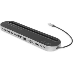 Digitus DA-70888 (Docking Port, 12 Ports), Dockingstation + USB Hub, Silber, Schwarz