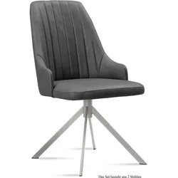 ESSZIMMERSTUHL (2er-Set) Dorrit 52x91x60 Edelstahl/Grau