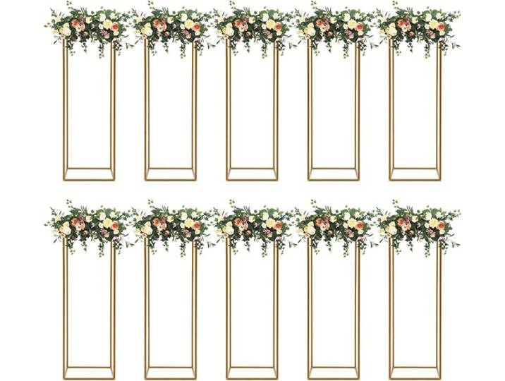 Support de fleurs de bureau, 10 pièces, décoration de Center de mariage, support en métal doré, décoration de fête de mariage, sol en métal, réception d'événement