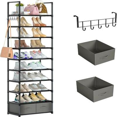 No "Tall Shoe Rack Narrow 10 Tier Shoes Rack - 11.8""D x 17.7""W x 78.7""H"