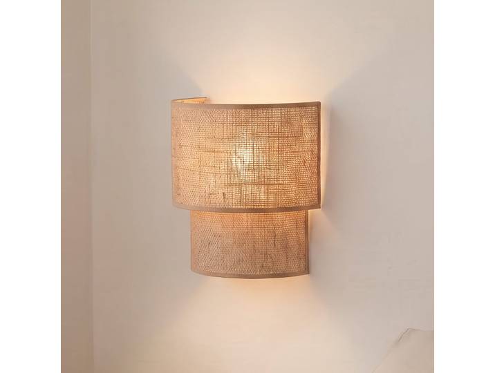 Applique murale bohème, jute/jute, 22 cm, tissu, E27 - Duolla Boho - Couloir - Bohême - Tissu / textile - À ampoule unique