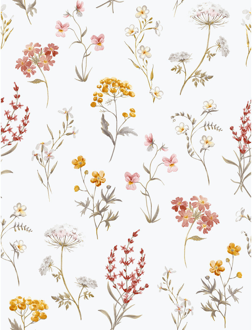 Brambly Cottage Laughlin Botanical Floral Mix 10.05M X 53Cm Matte Wallpaper Roll Yellow 1,005cm L