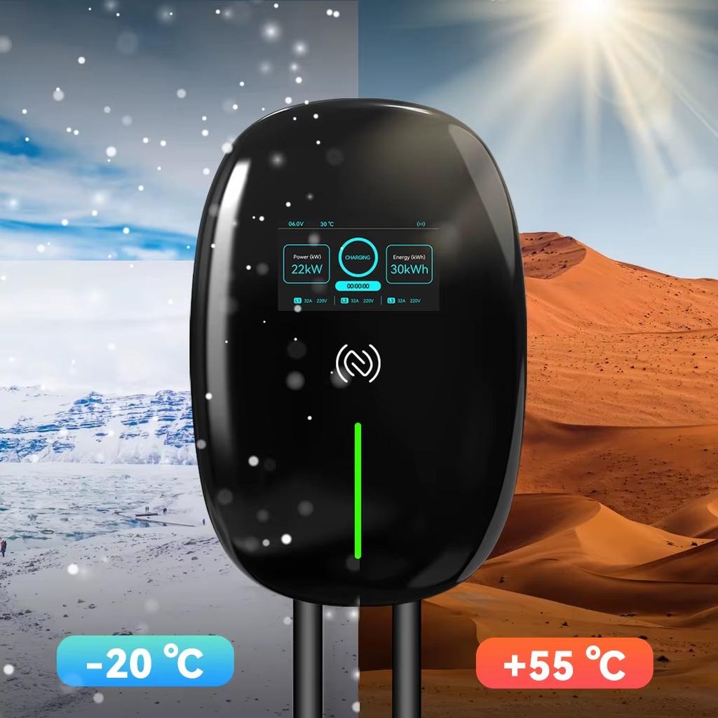 Elektroauto-Ladegerät - EV-Ladestation - Typ 2 - 22 kW - Dreiphasig - 5-m-Kabel - WLAN-App-Steuerung - IP65