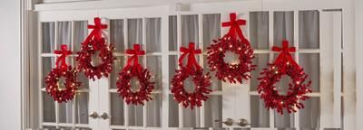"Red Berry 16"" Mini Wreaths by BrylaneHome in Red Berries"