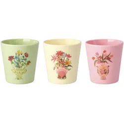 RICE Melamin Sushi-Becher im 3er-Set mit China-Prints, Chinese Prints - Ø 7.8 x H 8 cm