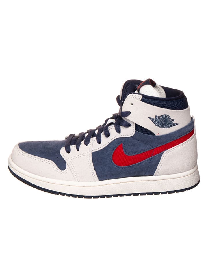 Leder-Sneakers "Air Jordan 1 Zoom CMFT 2" in Creme/ Dunkelblau - 44