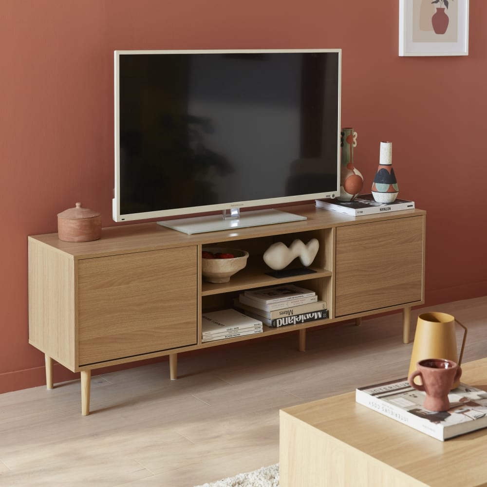 sweeek Meuble tv décor bois Beige 160x56x40cm