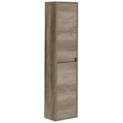 Dmora Säule für das Badezimmer Salinas, Säulenschrank für Badezimmer mit 2 Türen, Abgehängter Wandschrank, 30x26h140 cm, Eiche