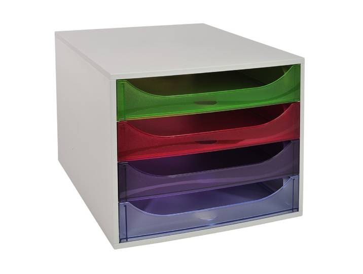 EXACOMPTA Module de classement Ecobox Linicolor 4 tiroirs - Arlequin