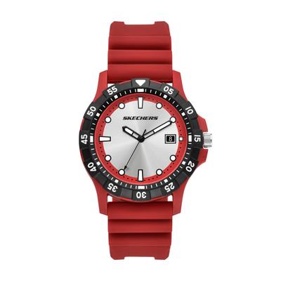 Quarzuhr SKECHERS "Glen Oaks", rot, schwarz, Armbanduhren, Herren, Quarzuhr, Armbanduhr, Herrenuhr, Silikonarmband, analog, Tag