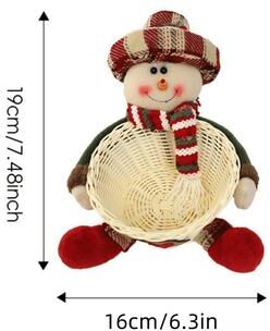 Modern Home Fixes Christmas Candy Basket Snowman, Woven Stand, Holiday Desktop Decor, Cute Design, Doll Decoration, Bowl Gift Box, Storage snowmen