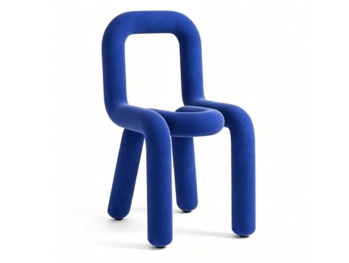 Moderner Kreativer Lounge-Stuhl, Armloser Esszimmerstuhl, Metallrahmen, Samt-Schminkhocker, geeignet for Esszimmer, Schlafzimmer, Büro(Blue)