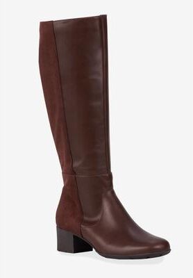 Wide Width Women's Mix Wide Wide Calf Boot by Ros Hommerson in Brown Leather Suede (Size 9 W)