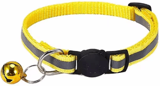 Inspire Picks Safe Glow Reflective Breakaway Cat Collar With Bell yellow 50pcs width1cm