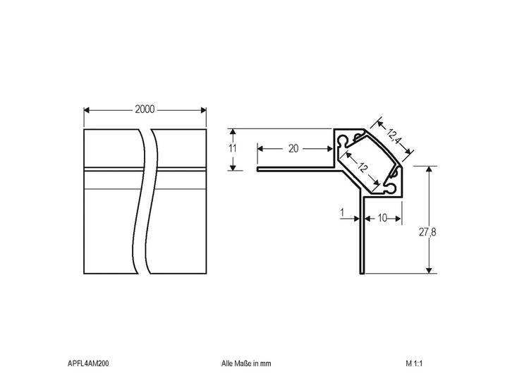 EVN APFL4 Alu-Fliesen-Eckprofil außen 200cmx3,8cm, alu / grau / zink, Aluminium