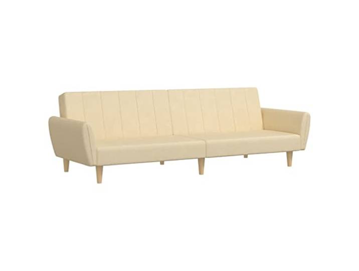 RJPLMFV Schlafsofa, 2-Sitzer, cremefarben, Stoff Holzrahmen mit klappbarer Rückenlehne, Doppelbett, ideal für Wohnzimmer, Schlafzimmer, Büro