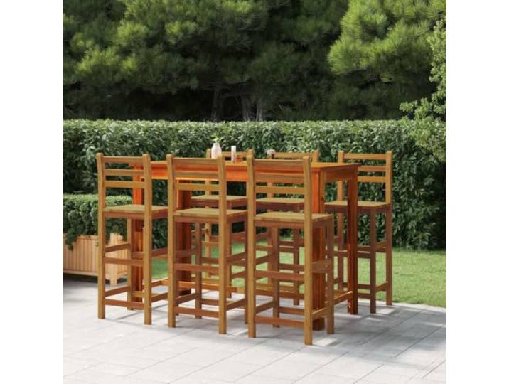 TUERYAFEK Barhocker 6 STK. Massivholz Akazie Mit Rückenlehne, Fußstützen, 110 kg belastbar, rustikales Design für Bartheke