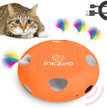 Inspire Picks INKZOO Interactive Cat Toy Smart Automatic 7 Hole Whack A Mole Mouse Toy orange Color