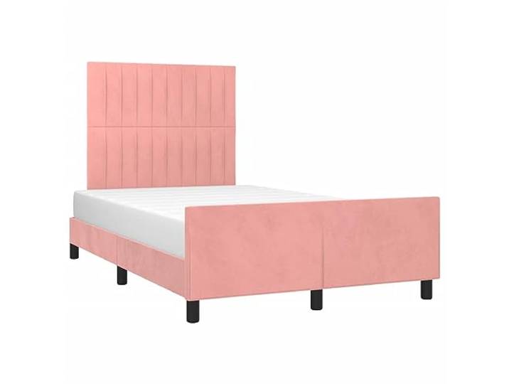 KTHLBRH Bettgestell Rosa Samt 120 x 200 cm mit Kopfteil Höhenverstellbar, Latten aus Sperrholz, robuste Beine, Rückenunterstützung