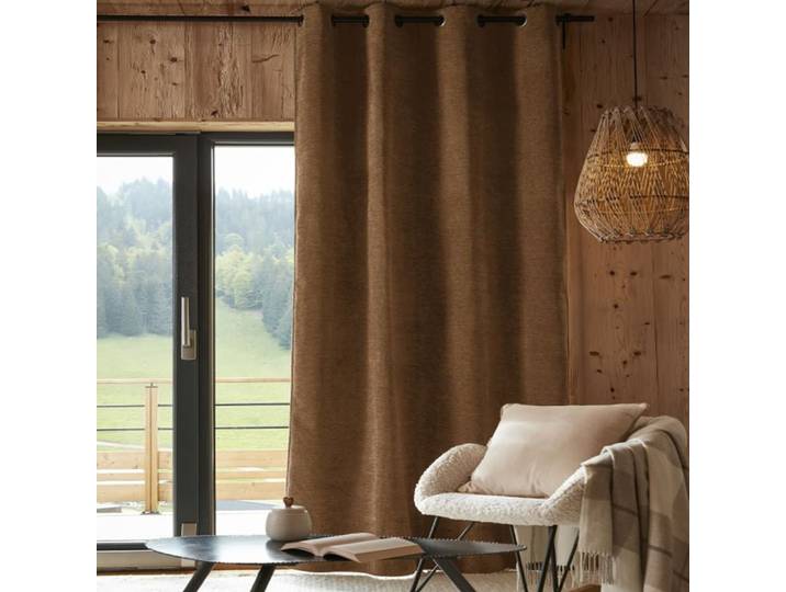 Rideau occultant polaire polyester camel 140x240 cm