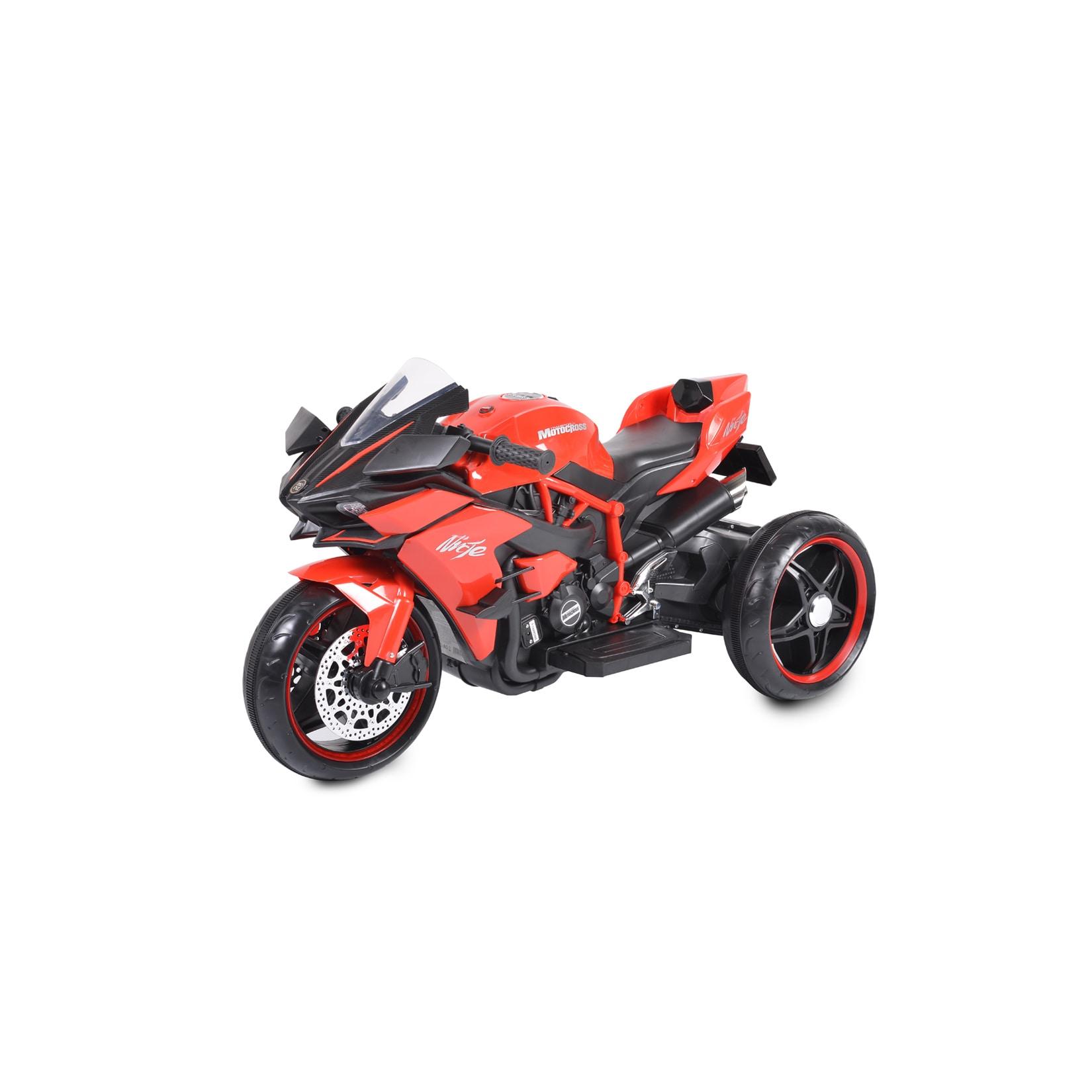 Moni Kinder Elektromotorrad Ninja, drei Kunststoffräder, LED-Beleuchtung, Mp3 rot
