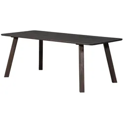 Esstisch Tablo aus FSC-zertifizierter Eiche, modern abgerundet, Dunkelbraun, 200 x 90 cm, Haarlem-Gestell
