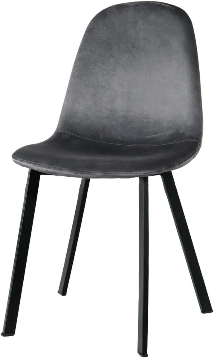 Set van 6 Velvet Eetkamerstoelen - Grijs