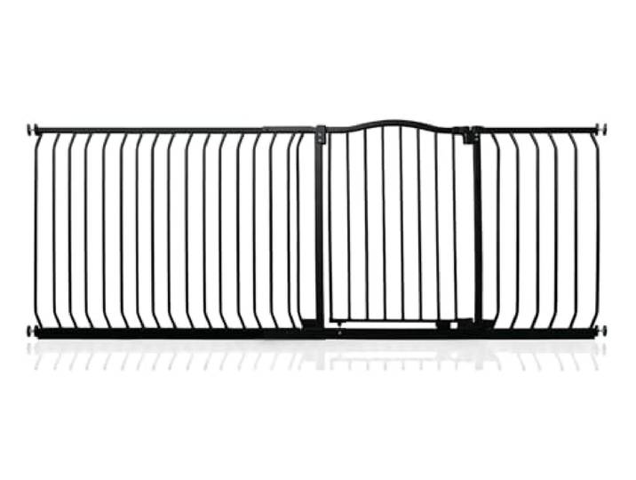Safetots Treppenschutzgitter mit Gebogenem Oberen Teil, 198cm - 207cm, Mattschwarz, Treppenschutzgitter mit Druckbefestigung, Babygitter für Türen