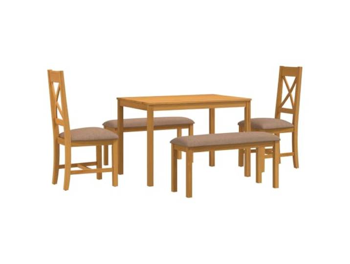 PUGYNBK 5-teiliges Esstisch-Set, Grau, massive Eiche Moderner Stil, gepolsterte Sitze, einfache Montage, Reinigung mit feuchtem Tuch