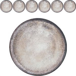 Moritz&Moritz Teller Vida, Dessertteller, Porzellan, rund, Ø 20 cm, beige, 6 Stück
