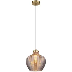 Pendelleuchte Hängelampe Deckenleuchte Esszimmerlampe Gold Glas rauchfarben