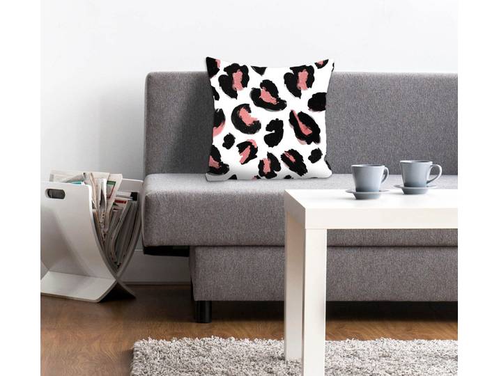 Dekokissen QUEENCE Sonja , rosa (rosa, bedruckt), B:40cm L:40cm, Polyester, Dekokissen_Sitzkissen_Kissenhüllen, Dekokissen, mit Animalprint im Leo-Design, Kissenhülle ohne Füllung, 1 Stück