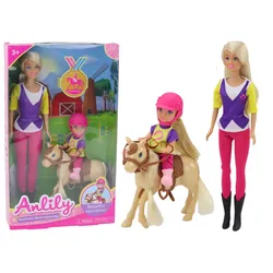 Anlily Puppenset mit einem Kind und einem Pony, Pferdefarm