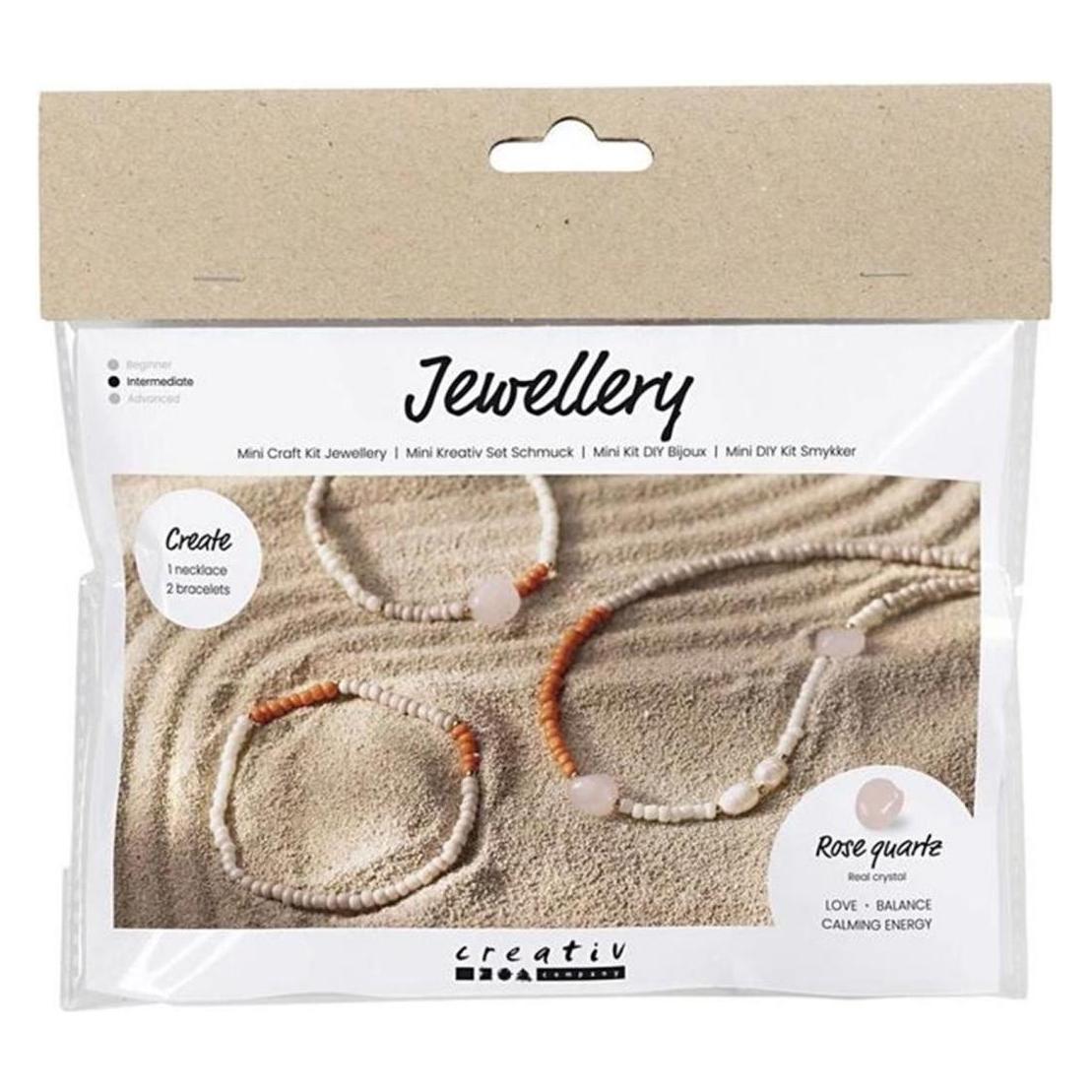 Creativ Company Schmuck Bastelset Halskette und Armband aus Rosenquarz (977689)