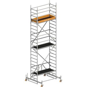 Layher Gerüst Zifa P2, Arbeitshöhe 6,76m, Fahrtraverse mit Ø 150mm Rollen