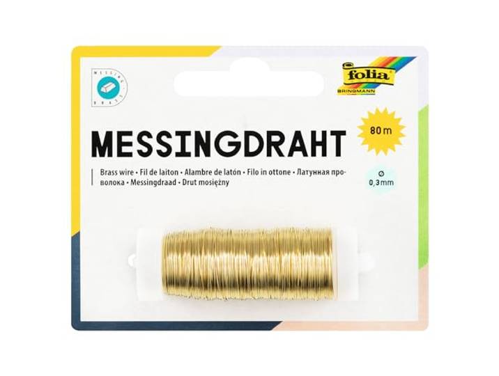 folia 79465 - messingdraad, goud, 1 spoel 0,3 mm x 80 m - ideaal voor knutselwerk, stukken en sieraden