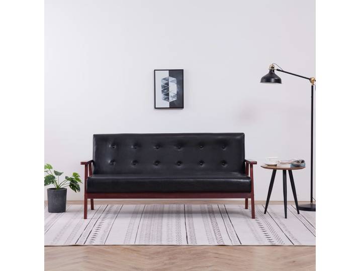 vidaXL Sofa 3-Sitzer Schwarz Kunstleder