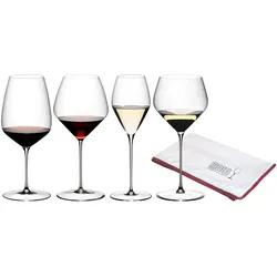 Riedel Veloce Verkostungsset Gläserset + Poliertuch, Weingläser, Transparent