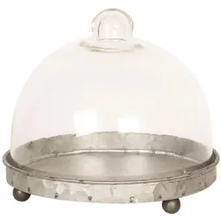 Clayre & Eef, Deko Figuren + Skulpturen, Clayre Eef Glasglocke 6GL2492 Grey Transparent 16x15 cm