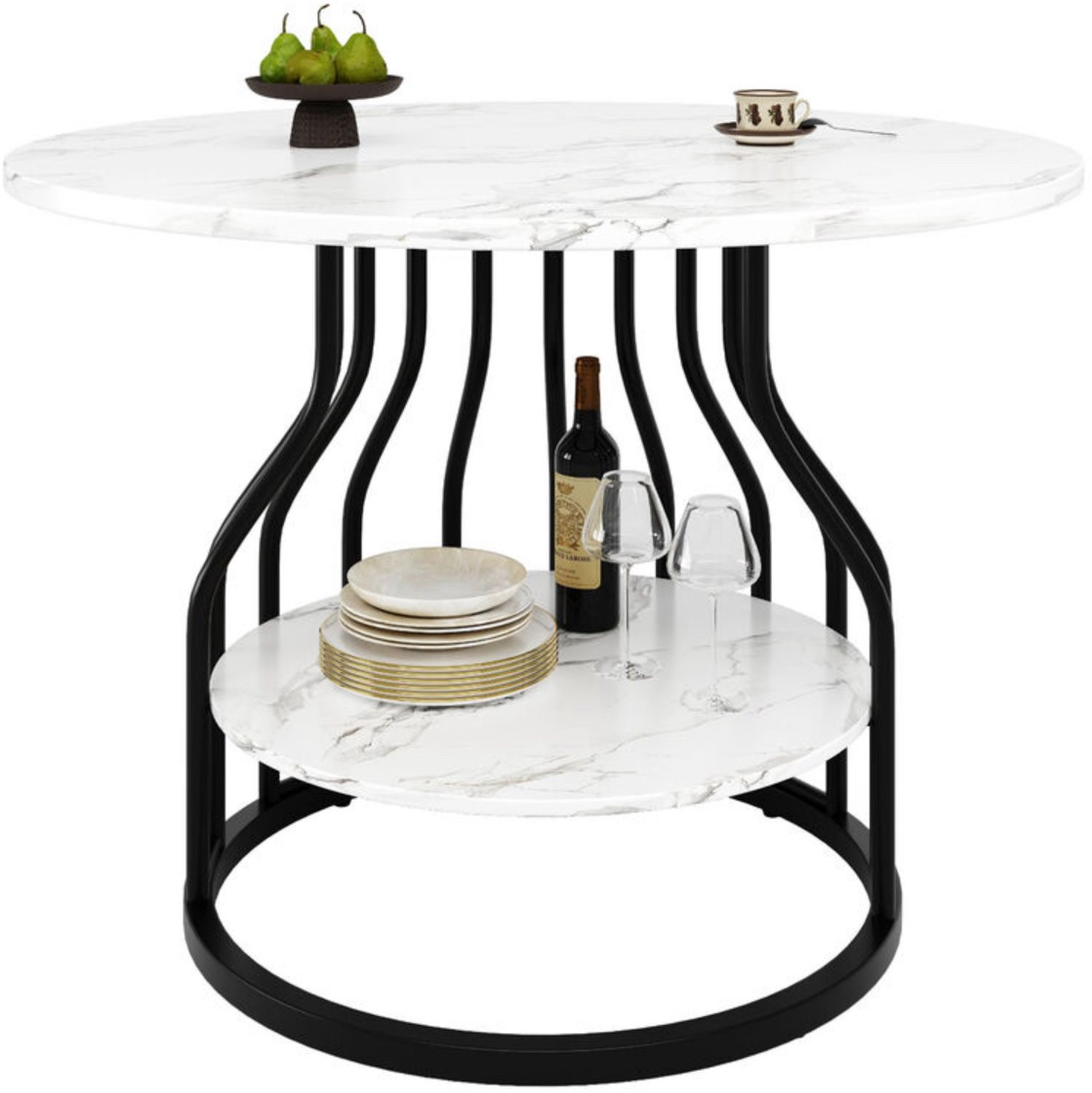 ONEShop Ronde eettafel wit marmerlook B: 80 cm, D: 80 cm, H: 76 cm